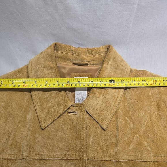 Vintage Cherokee Y2k Women’s L Honey Brown Suede Mid Length Leather Jacket SZ L - Picture 6 of 11